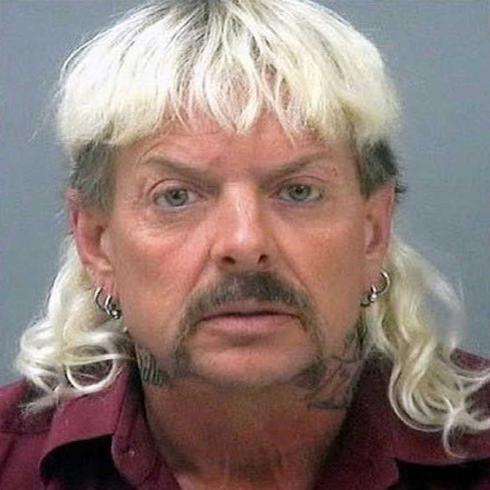 Joe Exotic Dark Roots Blonde Wig with Mustache and 6 Earrings
