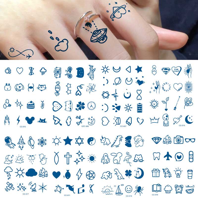 8 Sheet Small Cute Tattoos Sticker for Girls Women Children