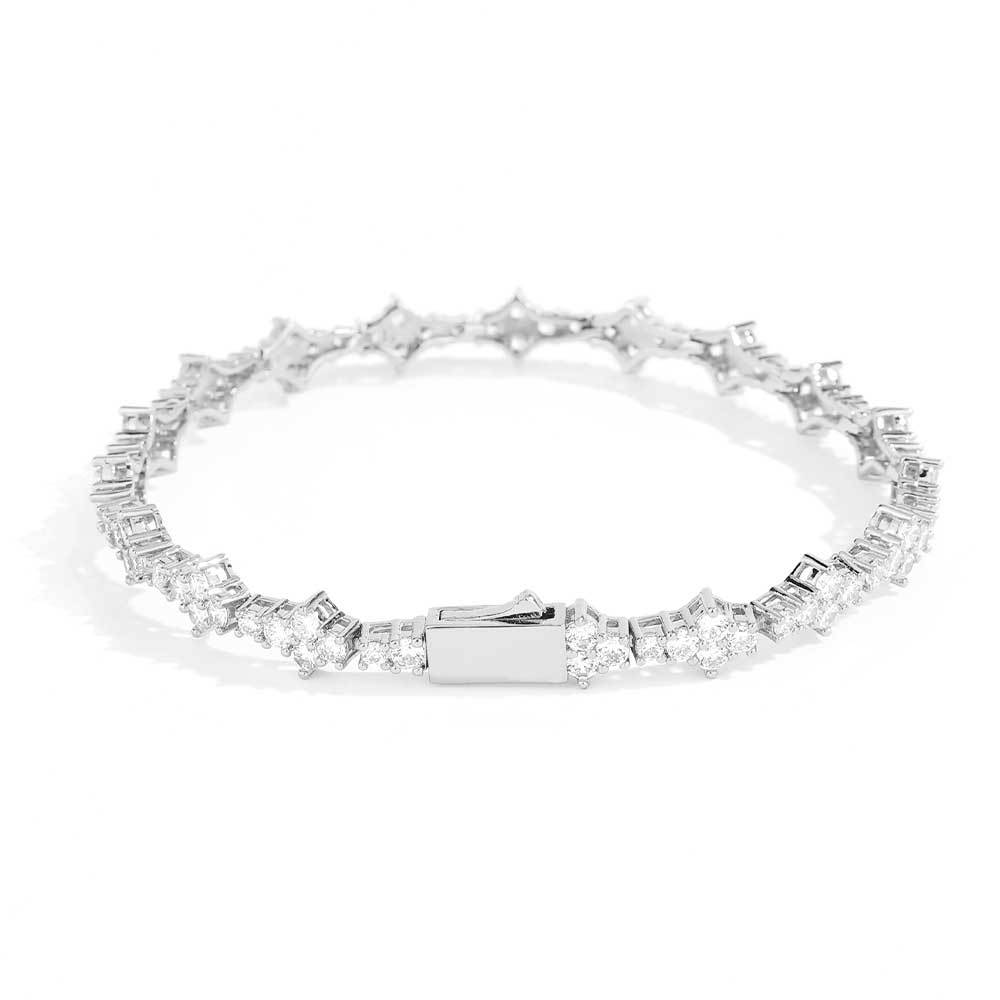White Golden Bracelet Unisex Chain Single Row Iced White Golden Bracelet Unisex Chain Single Row Iced