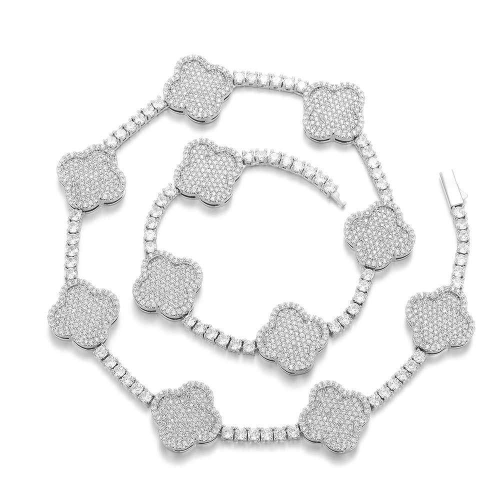 Men's Full Pavé Clover Chain Necklace Men's Full Pavé Clover Chain Necklace