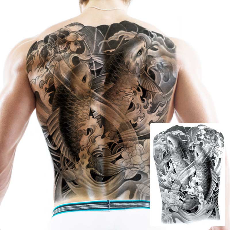 3 Sheets Super Large Full Back Tattoo Stickers Hero Demon Dragon