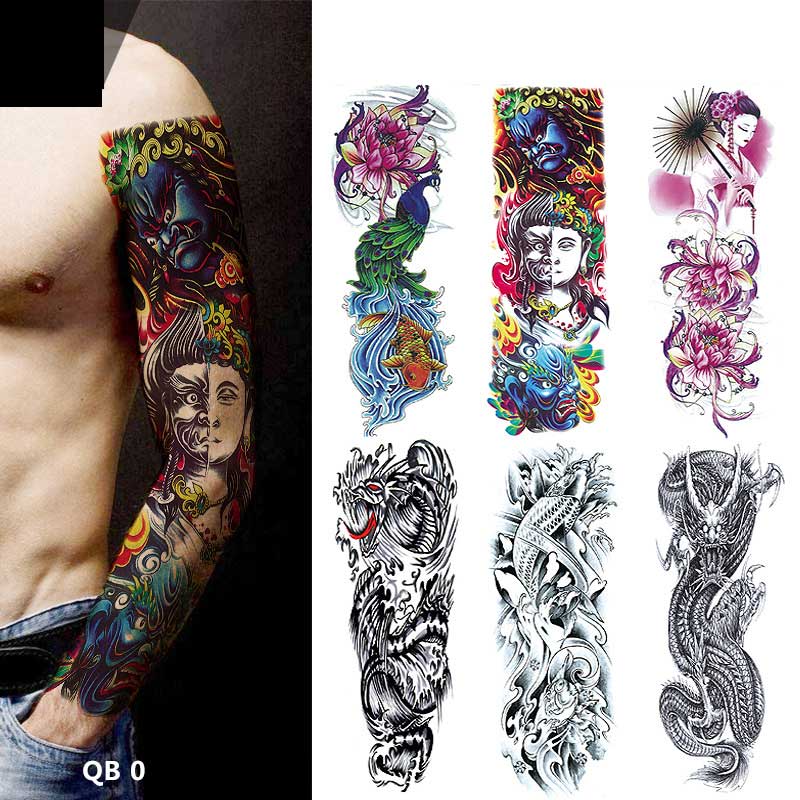 4 Sheet Full Arm Tattoo Stickers Fashion Waterproof Cleanable