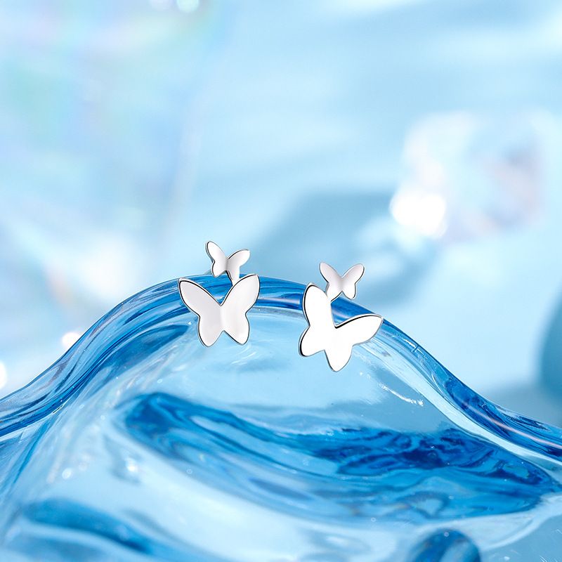 S999 Silver Butterfly stud Earrings Hypoallergenic Ear Jewelry S999 Silver Butterfly stud Earrings Hypoallergenic Ear Jewelry