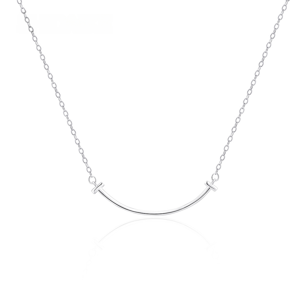 Smiley Face Arc Necklace for Women - S925 Minimalist Pendant Smiley Face Arc Necklace for Women - S925 Minimalist Pendant