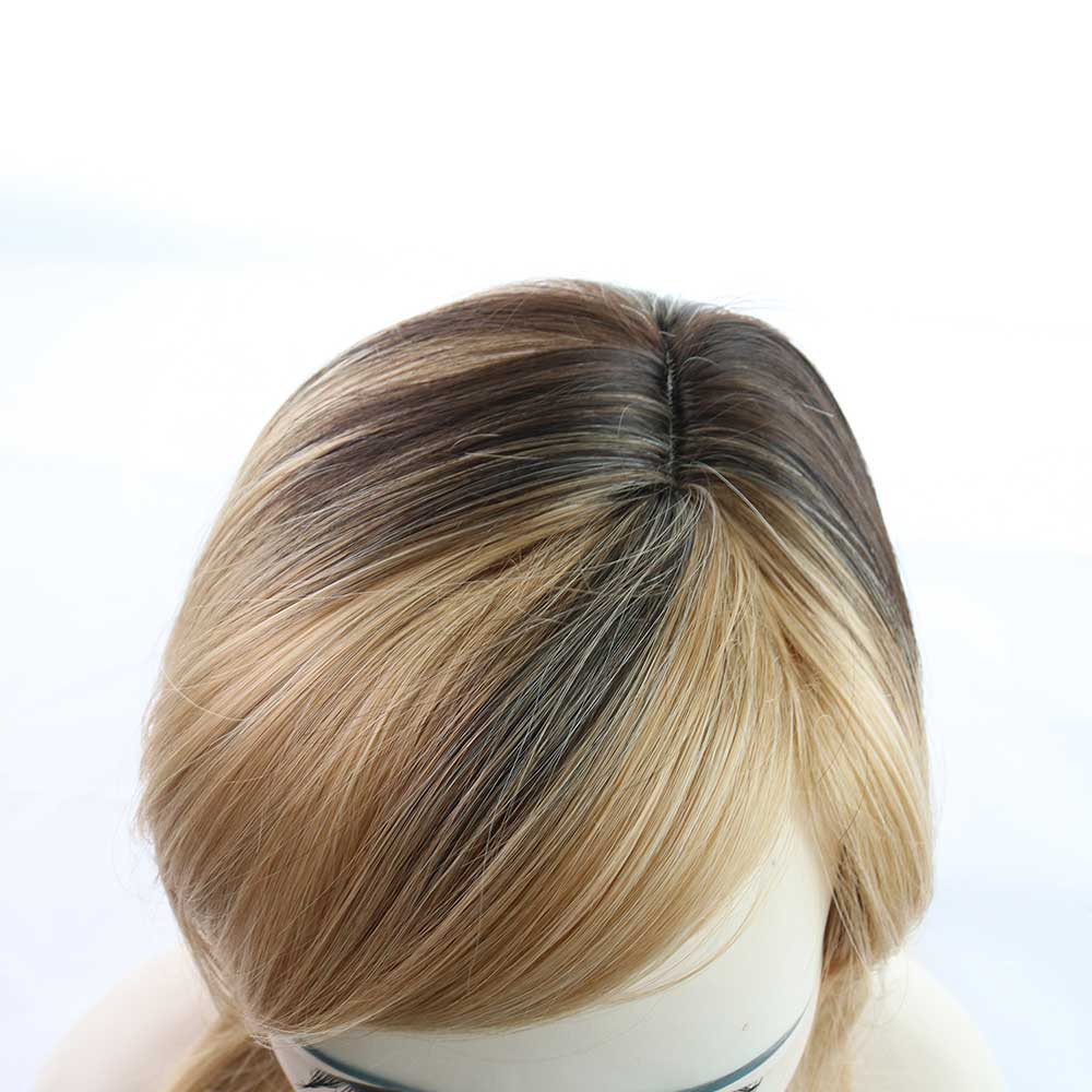 Fashion ladies slant bangs long hair and chemical fiber headgear