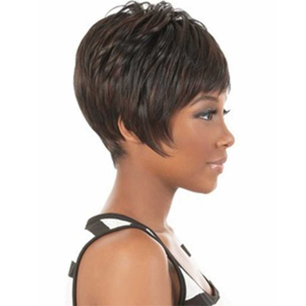 Pixie Cute Wigs Short Hair Black Straight Ladies Wigs