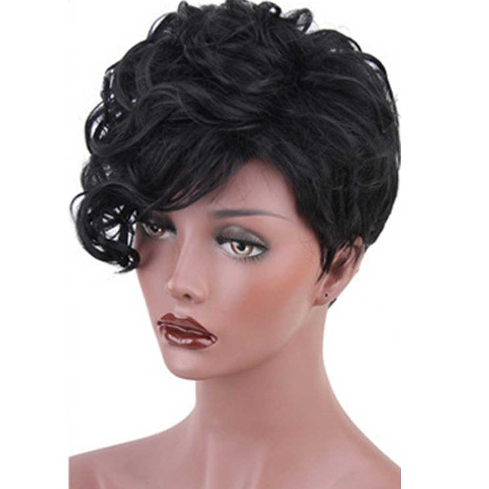 Curly Wig for Black Women Short Black Pixie Cut Wigs