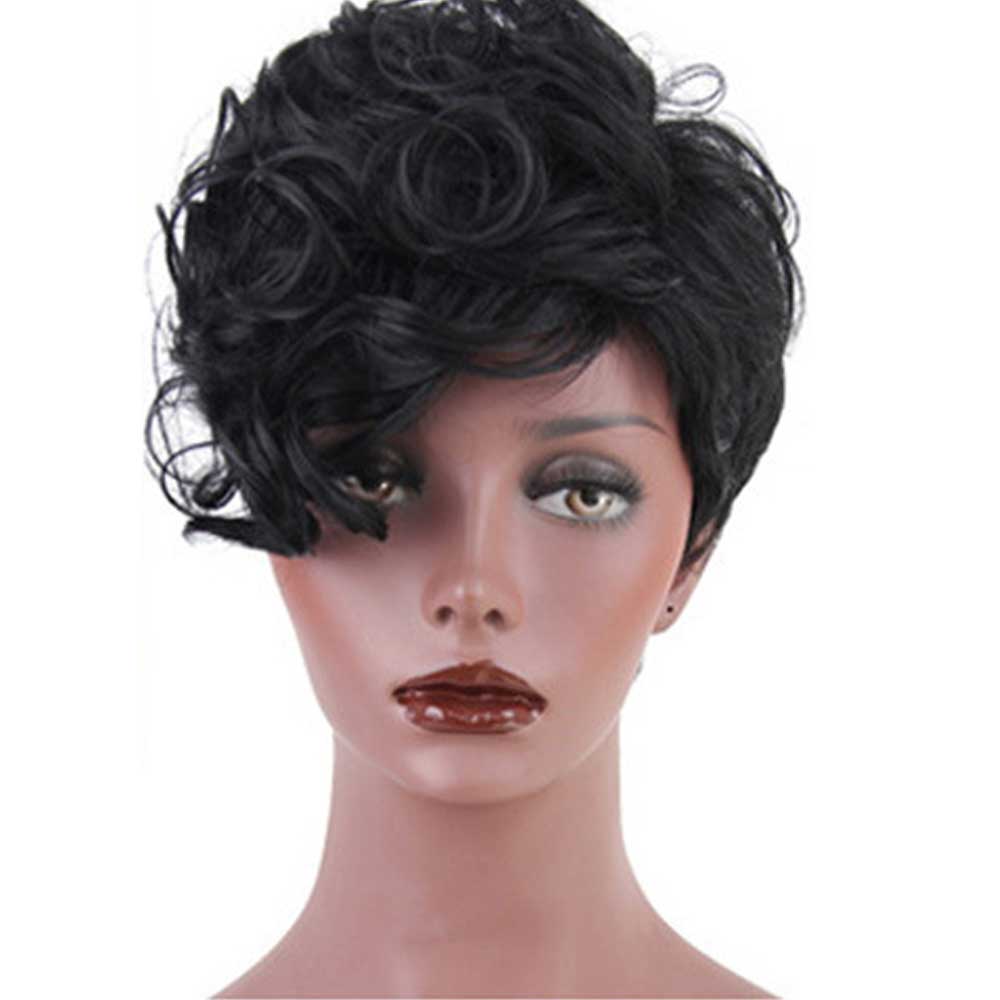 Curly Wig for Black Women Short Black Pixie Cut Wigs