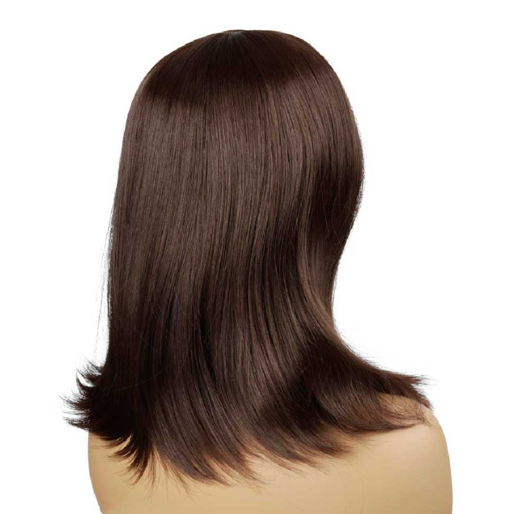 Brown Short Straight Wig With Flat Bangs Layed Bob Straight