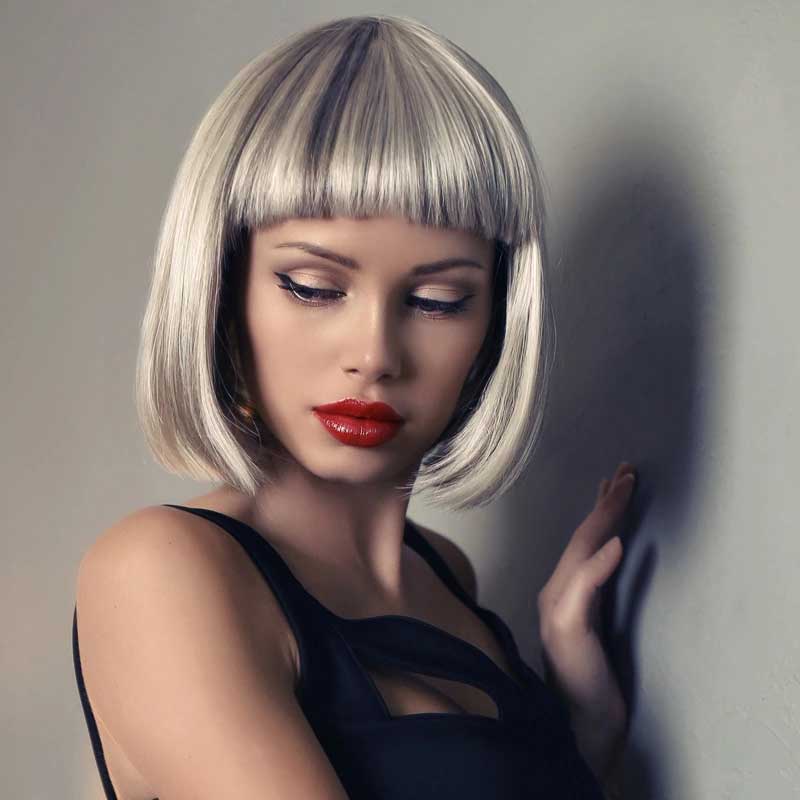 Women fashion Bob short straight hair shingle straight wigs