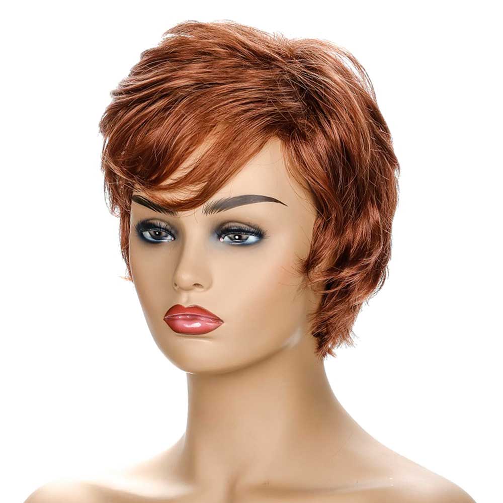 Short Pixie Cut Slant Bangs and Fluffy Hair For Stylish Girl Wig