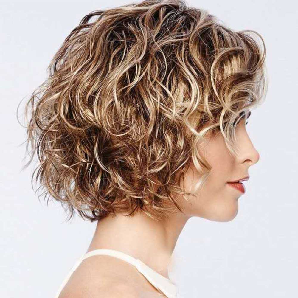 Natural Short Fluffy with Bangs Wigs for Women