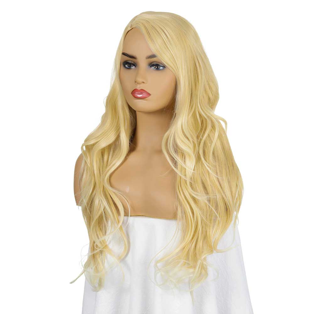 Blond Wigs with Bangs for Women Gold Long Straight Wigs