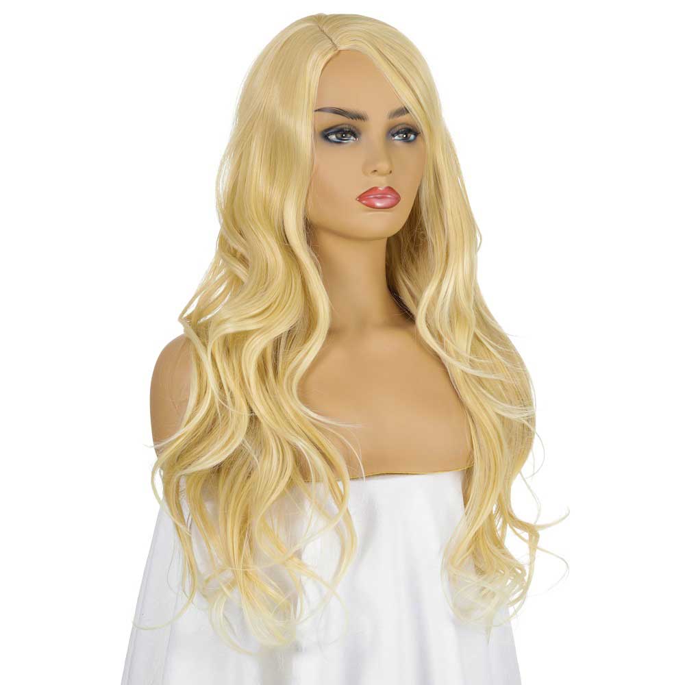 Blond Wigs with Bangs for Women Gold Long Straight Wigs