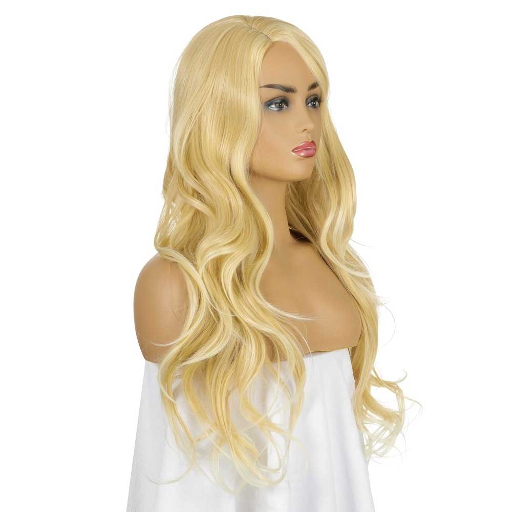 Blond Wigs with Bangs for Women Gold Long Straight Wigs