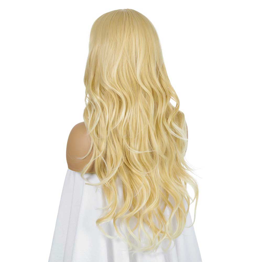 Blond Wigs with Bangs for Women Gold Long Straight Wigs