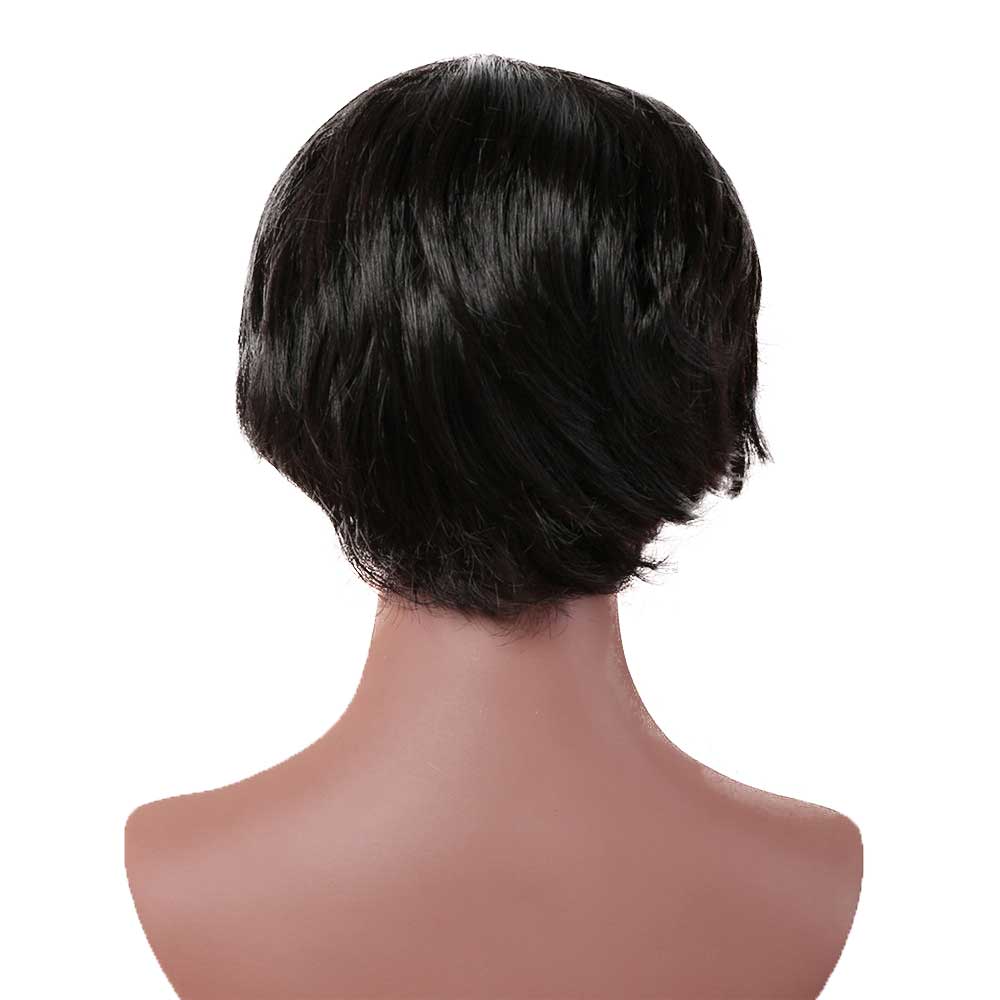 Short Shaggy Layered Cut Synthetic Wig with Black for Women