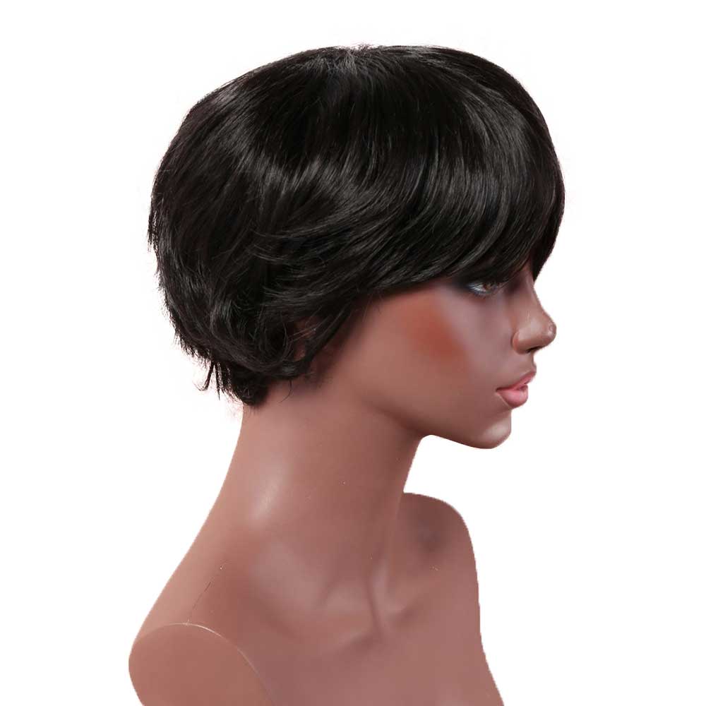 Short Shaggy Layered Cut Synthetic Wig with Black for Women