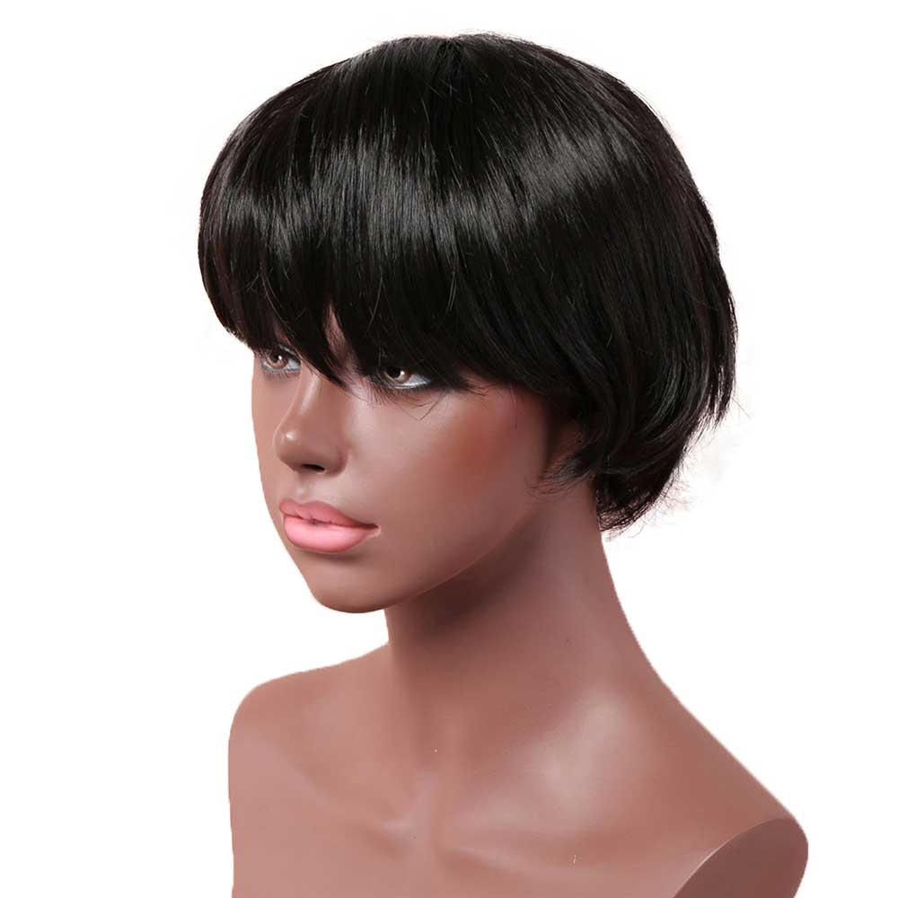 Short Shaggy Layered Cut Synthetic Wig with Black for Women