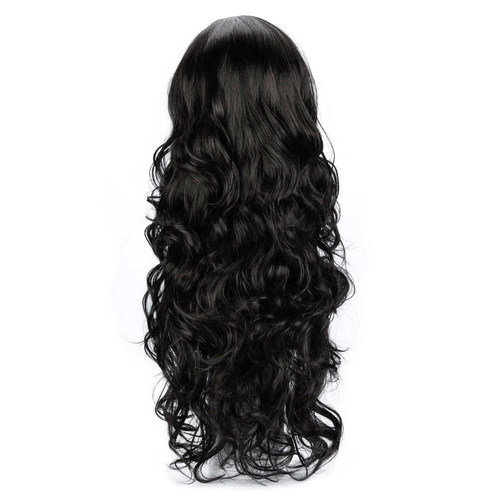 Long Wavy Black Middle Part Looking Natural Hair Wigs