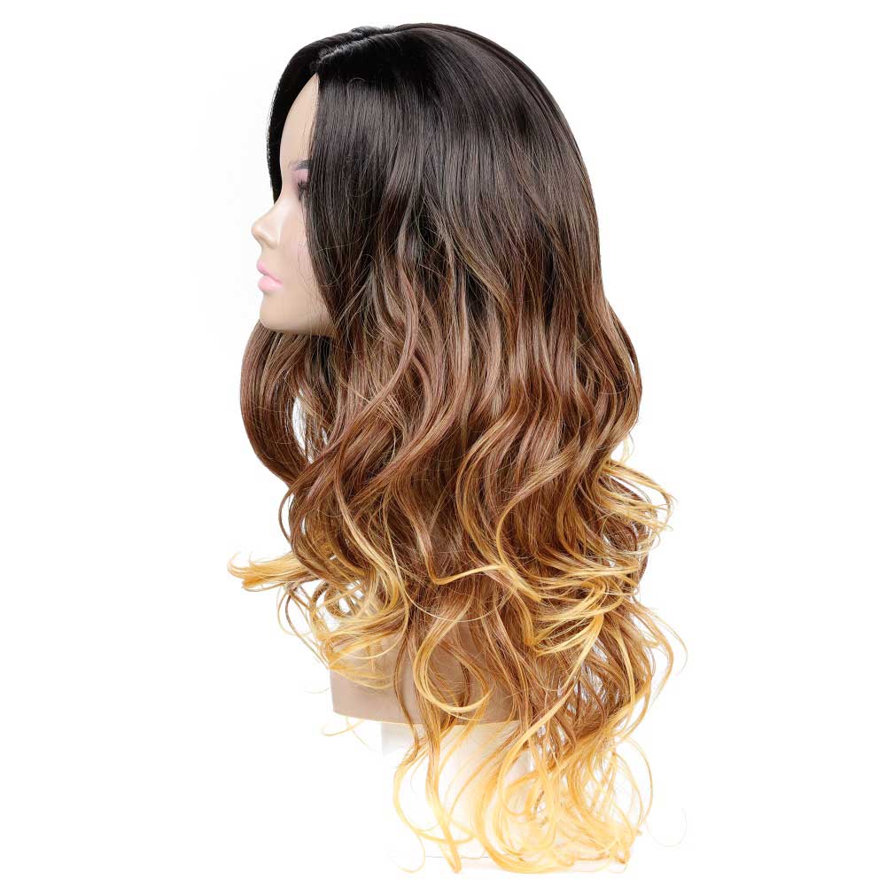 Long Wavy Ombre Brown Blonde Wave Natural Curls Heat Resistant