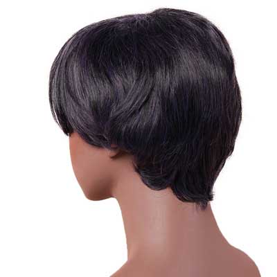 Black purple Short Pixie Cut Wigs with Bangs for Black Women