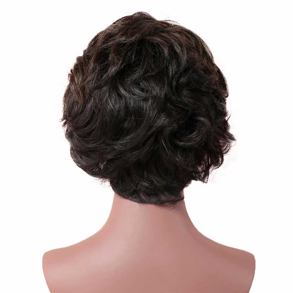 Short African American Fluffy Wavy Wig Hair Replacement Wig