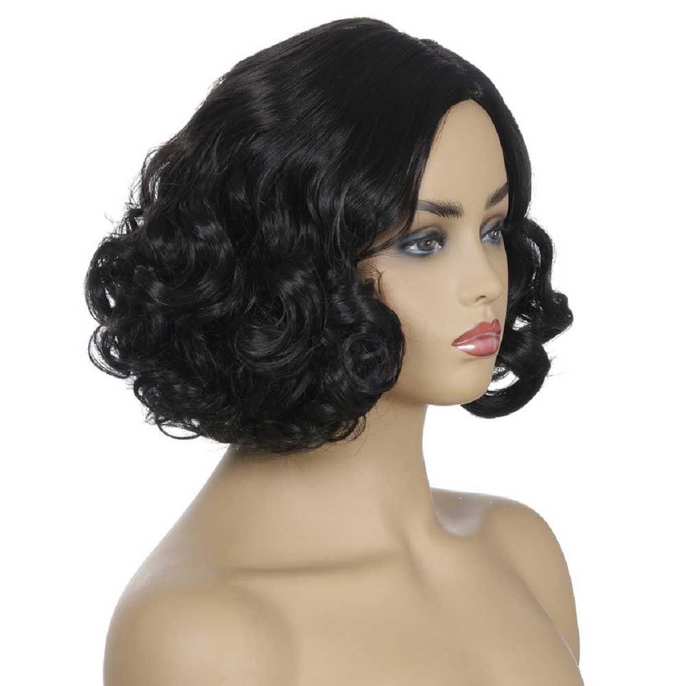 Short Curly Black Hair for Women Cosplay Wig Natural Looking