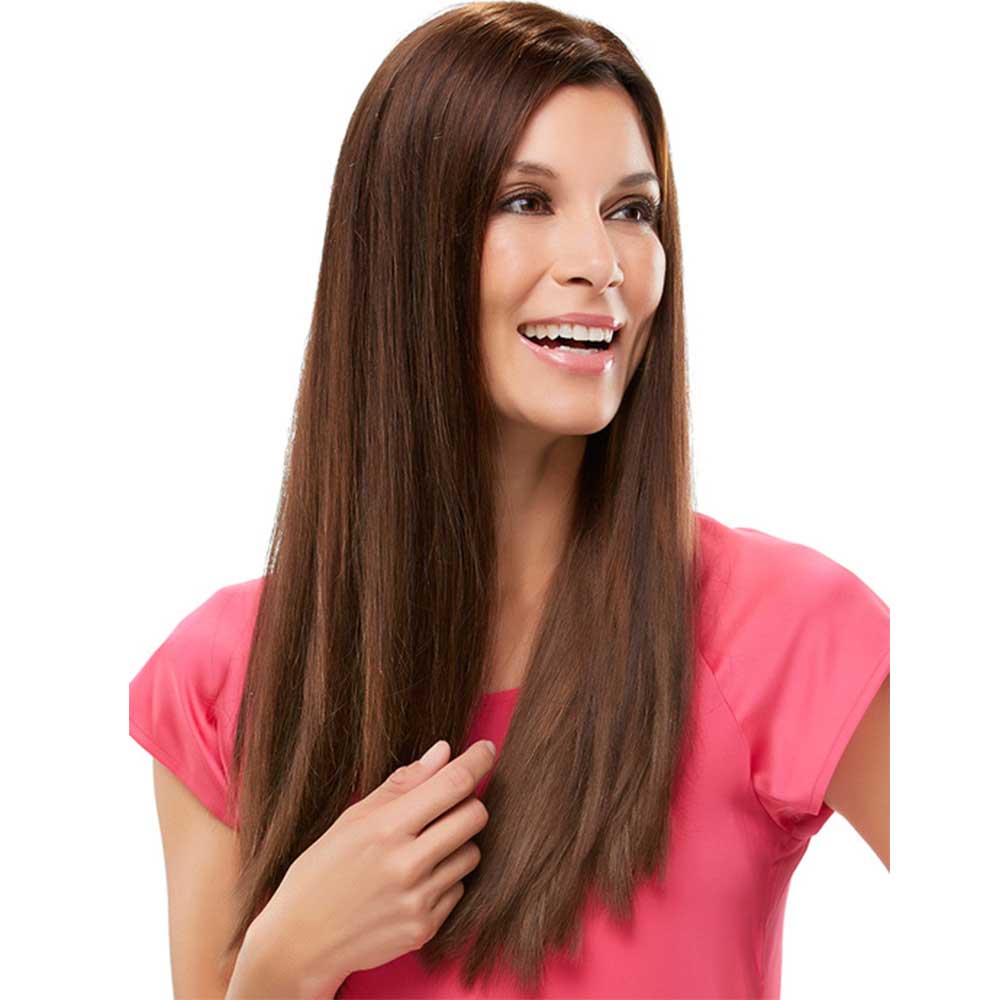 Long Straight Brown Hair Middle Part Synthetic Wig Heat Resistan