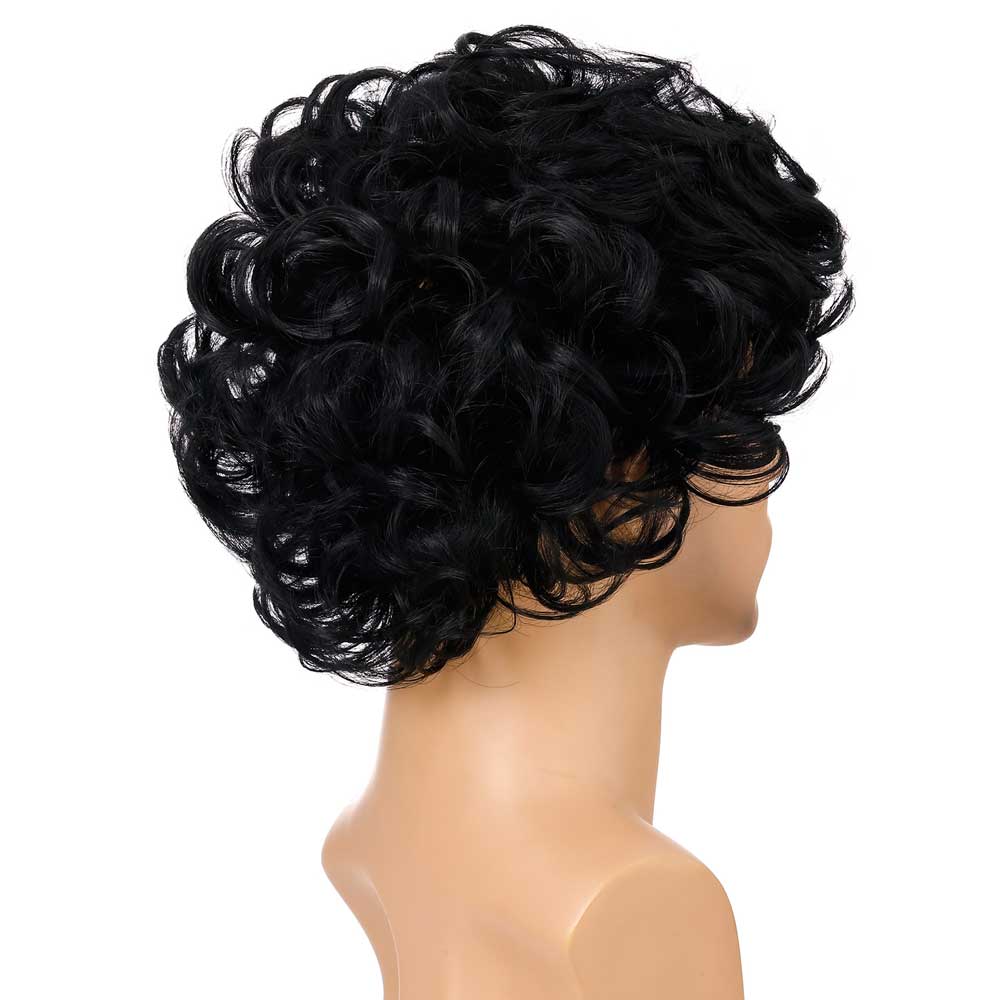 Men's Black Short Wavy Shaggy Style Layered Natural Wigs