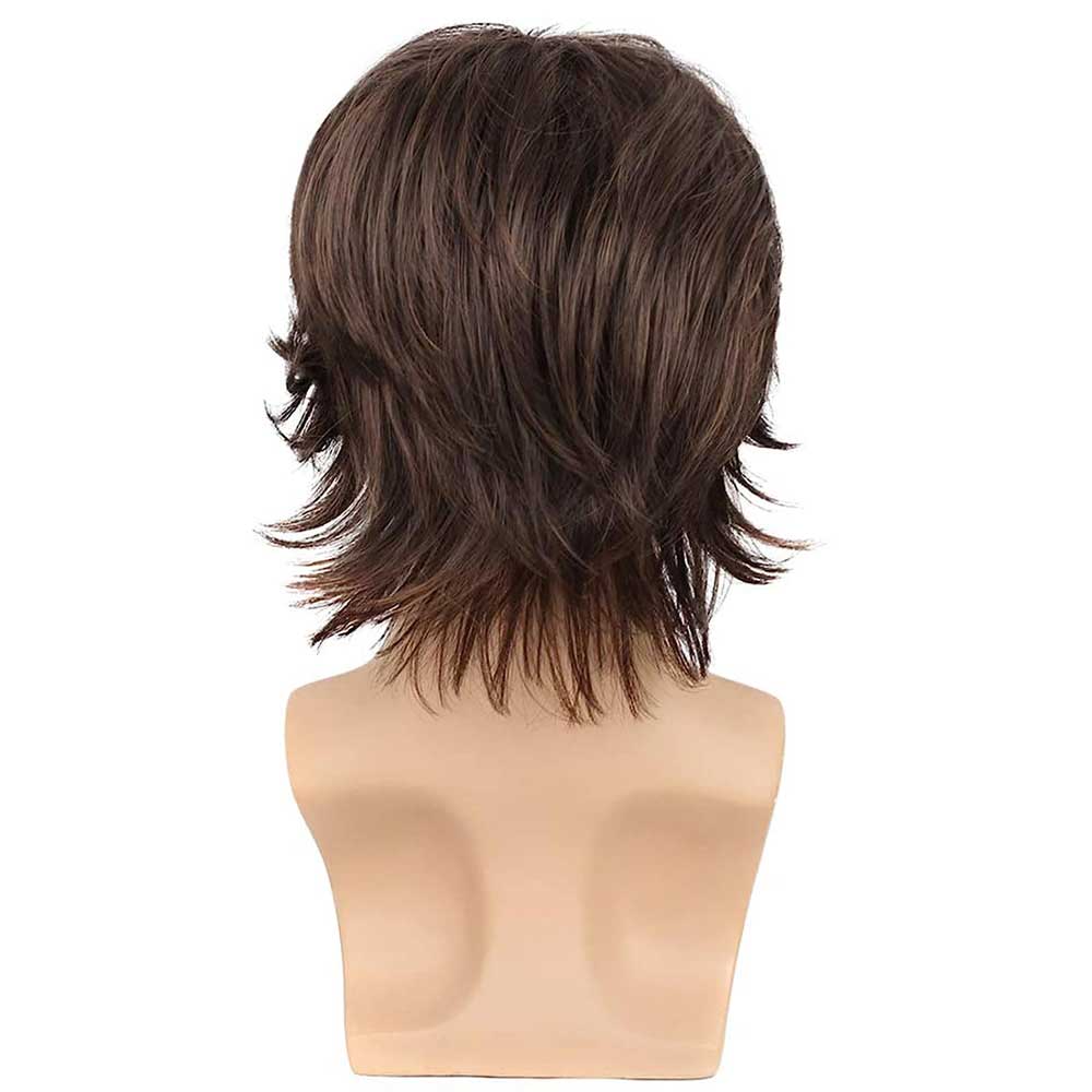 Handsome Brown Wig for Mens Fluffy Toupee for Daily Social