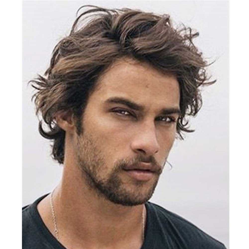 Mens Wigs Brown Short Wavy Shaggy Cosplay Halloween Costume